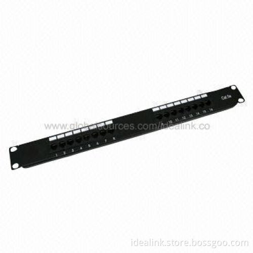 1U Cat5e UTP Patch Panel, 16 Ports, Supports 22 to 26AWG Stranded and Solid Wire